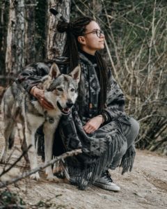 Woman Wolf Nature December 2021
