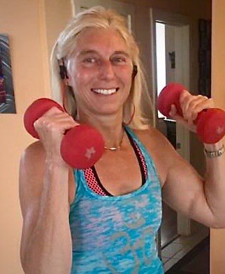 Karin with hand weights April 2022